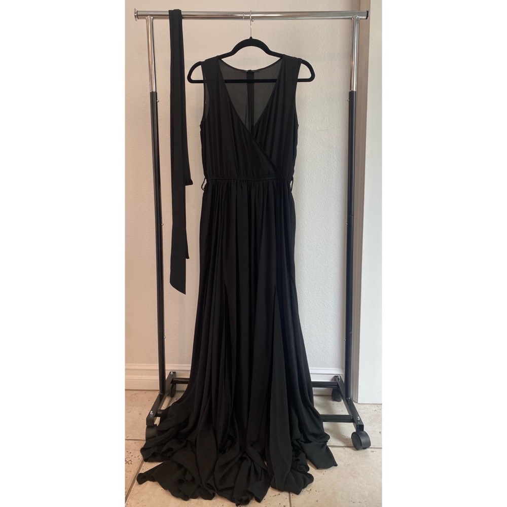 Olivaceous Black Long Tie Dress